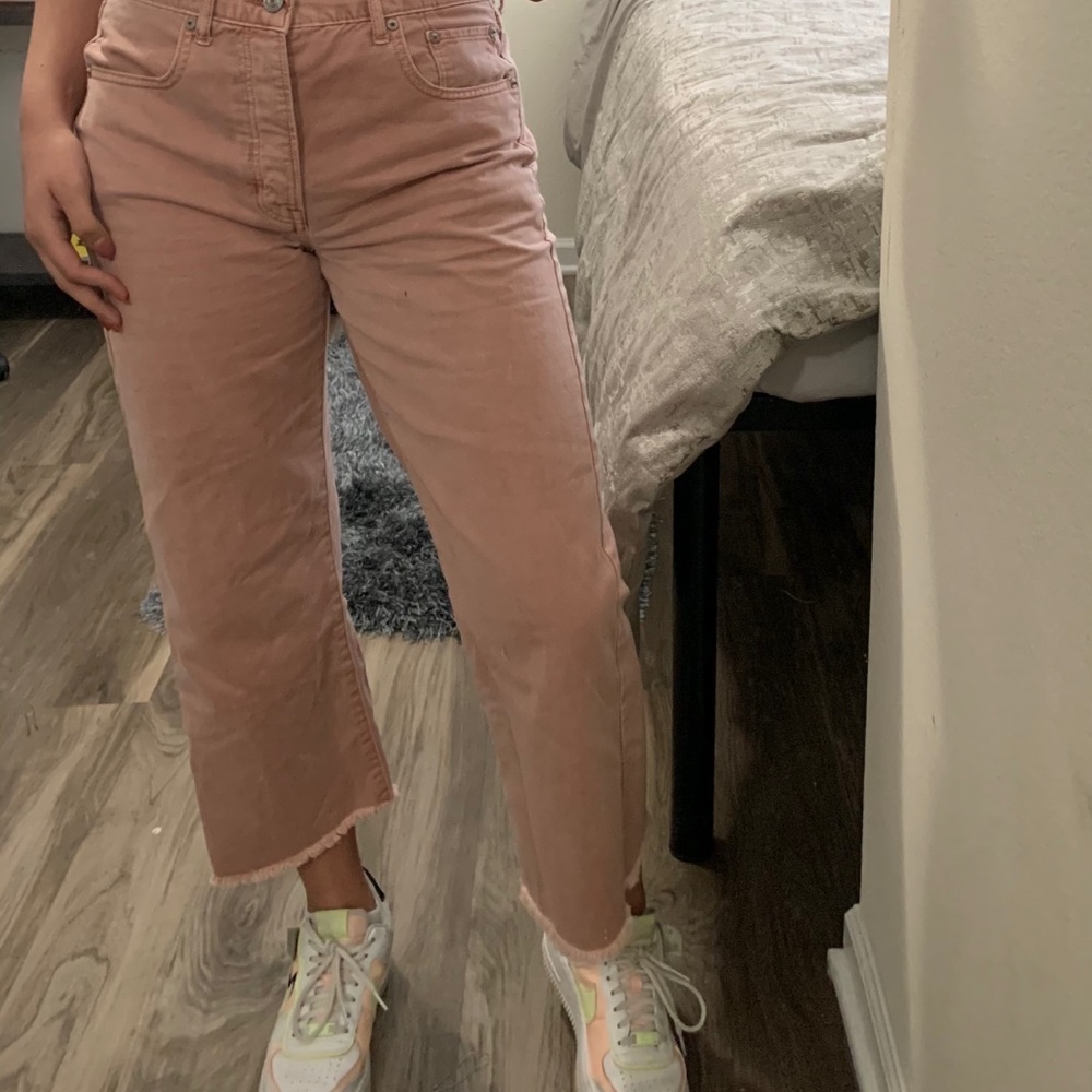 pink wide leg pants
